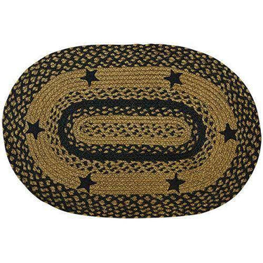 Black Star Oval Braided Rug - The Fox Decor